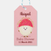 Cute roze rambutan cartoon afbeelding cadeaulabel (Achterkant)