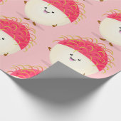 Cute roze rambutan cartoon afbeelding cadeaupapier (Hoek)