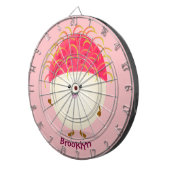 Cute roze rambutan cartoon afbeelding dartbord (Voorkant Rechts)