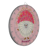 Cute roze rambutan cartoon afbeelding dartbord (Voorkant Links)