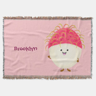 Cute roze rambutan cartoon afbeelding deken