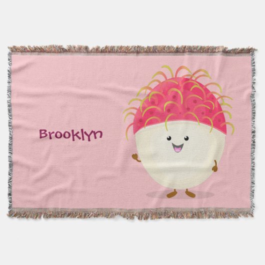 Cute roze rambutan cartoon afbeelding deken (Voorkant)