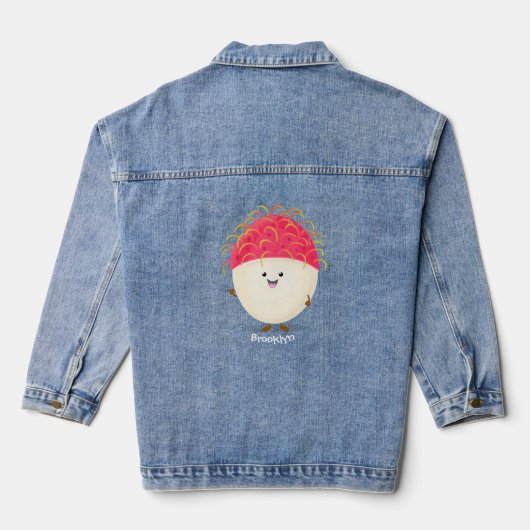Cute roze rambutan cartoon afbeelding denim jacket (Achterkant)