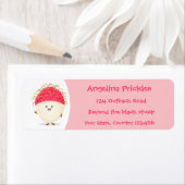 Cute roze rambutan cartoon afbeelding etiket (Insitu)