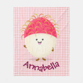 Cute roze rambutan cartoon afbeelding fleece deken (Voorkant)