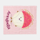 Cute roze rambutan cartoon afbeelding fleece deken (Voorkant (Horizontaal))