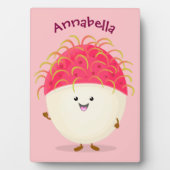 Cute roze rambutan cartoon afbeelding fotoplaat (voorkant)