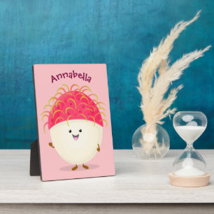 Cute roze rambutan cartoon afbeelding fotoplaat