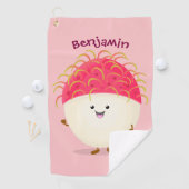 Cute roze rambutan cartoon afbeelding golfhanddoek (Insitu)