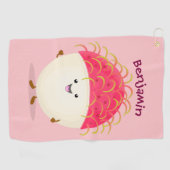 Cute roze rambutan cartoon afbeelding golfhanddoek (Horizontaal)