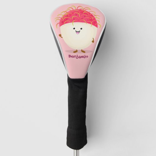 Cute roze rambutan cartoon afbeelding golfheadcover (Voorkant)