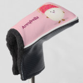 Cute roze rambutan cartoon afbeelding golfheadcover (3/4 voorkant)