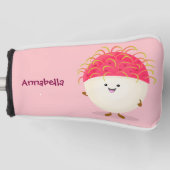 Cute roze rambutan cartoon afbeelding golfheadcover (Voorkant)
