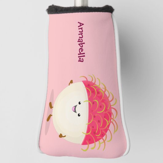 Cute roze rambutan cartoon afbeelding golfheadcover (Draai 90)