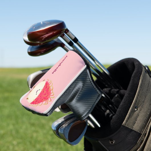 Cute roze rambutan cartoon afbeelding golfheadcover (Insitu)