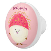 Cute roze rambutan cartoon afbeelding keramische knop (Rechts)