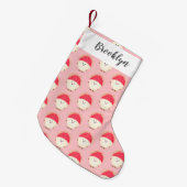 Cute roze rambutan cartoon afbeelding kleine kerstsok (Voorkant (Hangend))
