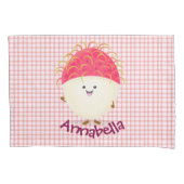 Cute roze rambutan cartoon afbeelding kussensloop (Voorkant)