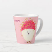 Cute roze rambutan cartoon afbeelding latte mok (Rechterhoek)