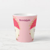 Cute roze rambutan cartoon afbeelding latte mok (Voorkant)