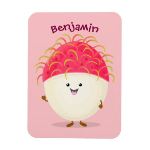 Cute roze rambutan cartoon afbeelding magneet