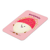 Cute roze rambutan cartoon afbeelding magneet (Linkerzijde)
