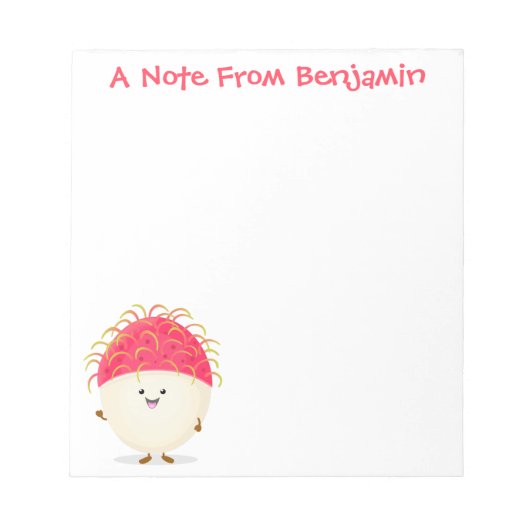 Cute roze rambutan cartoon afbeelding notitieblok (Voorkant)