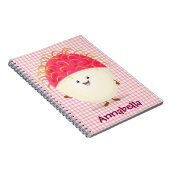 Cute roze rambutan cartoon afbeelding notitieboek (Rechterzijde)
