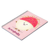 Cute roze rambutan cartoon afbeelding notitieboek (Linkerzijde)