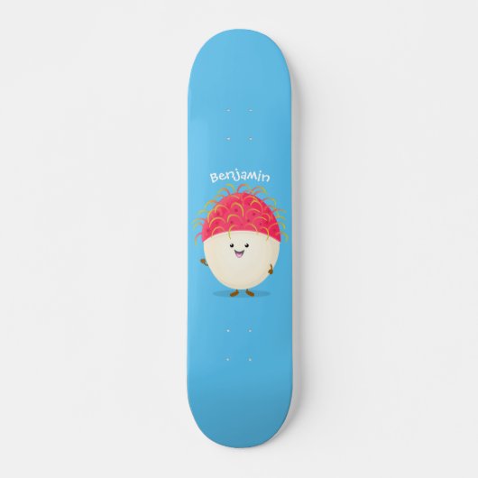 Cute roze rambutan cartoon afbeelding persoonlijk skateboard (Voorkant)