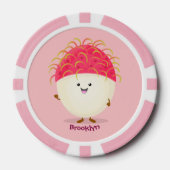 Cute roze rambutan cartoon afbeelding poker chips (Voorkant)