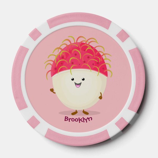 Cute roze rambutan cartoon afbeelding poker chips (Achterkant)