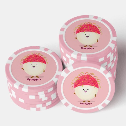 Cute roze rambutan cartoon afbeelding poker chips (Opstapeling)
