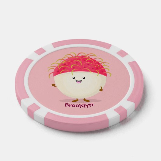 Cute roze rambutan cartoon afbeelding poker chips (Enkel)
