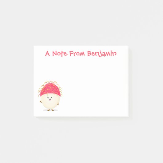 Cute roze rambutan cartoon afbeelding post-it® notes (Voorkant)