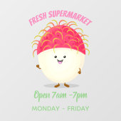 Cute roze rambutan cartoon afbeelding raamsticker (Vel)