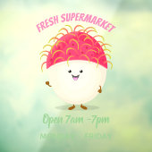 Cute roze rambutan cartoon afbeelding raamsticker (Vel 3)