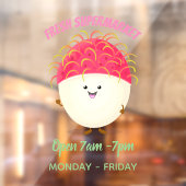 Cute roze rambutan cartoon afbeelding raamsticker (Vel 2)