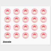 Cute roze rambutan cartoon afbeelding ronde sticker (Vel)