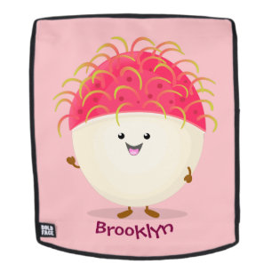 Cute roze rambutan cartoon afbeelding rugtassen