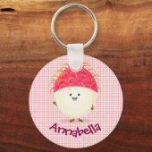 Cute roze rambutan cartoon afbeelding sleutelhanger (Voorkant)