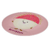Cute roze rambutan cartoon afbeelding snijplank (Hoek)