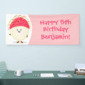 Cute roze rambutan cartoon afbeelding spandoek (Beurs)