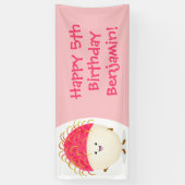 Cute roze rambutan cartoon afbeelding spandoek (Verticaal)
