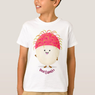 Cute roze rambutan cartoon afbeelding t-shirt