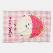 Cute roze rambutan cartoon afbeelding theedoek (Horizontaal)