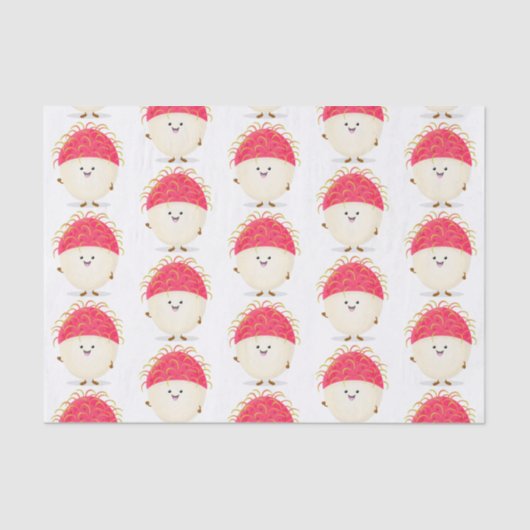 Cute roze rambutan cartoon afbeelding tissuepapier (Voorkant)