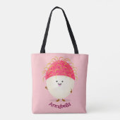 Cute roze rambutan cartoon afbeelding tote bag (Achterkant)
