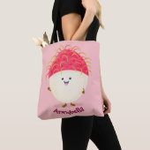 Cute roze rambutan cartoon afbeelding tote bag (Dichtbij)
