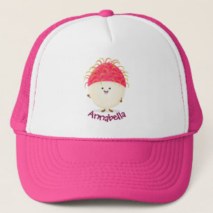 Cute roze rambutan cartoon afbeelding trucker pet